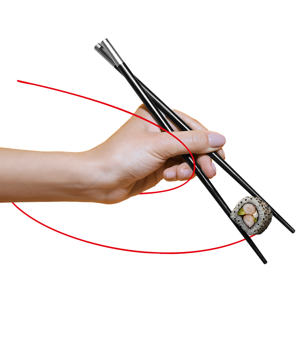 Mano con palillos